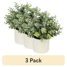(3 pack) 8.5" Artificial Eucalyptus Plant in Cream Pot