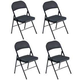 4PCS Folding Chair with PVC Cushion Soft Padded Seat and Backrest Heavy Duty Steel Frame Supports 150KG Portable and Compact for Home Office Even