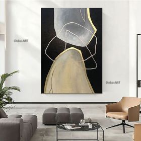Handmade Hand Painted Oil Painting Wall Modern Abstract Oversize Abstract Paintings On Canvas Black And White Wall Art Set Acrylic Painting Hotel (size: 100x150cm)