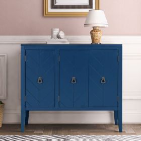 U_STYLE Adjustable Shelf Storage Sideboard with 3 Retro Metal Handles and 4 Pinewood Legs, for Entryway, Living Room, Study Room, Dining Room (Color: as Pic)