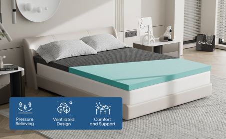 The memory foam mattress is covered with skin-friendly nano ice silk (Color: Black, size: King)